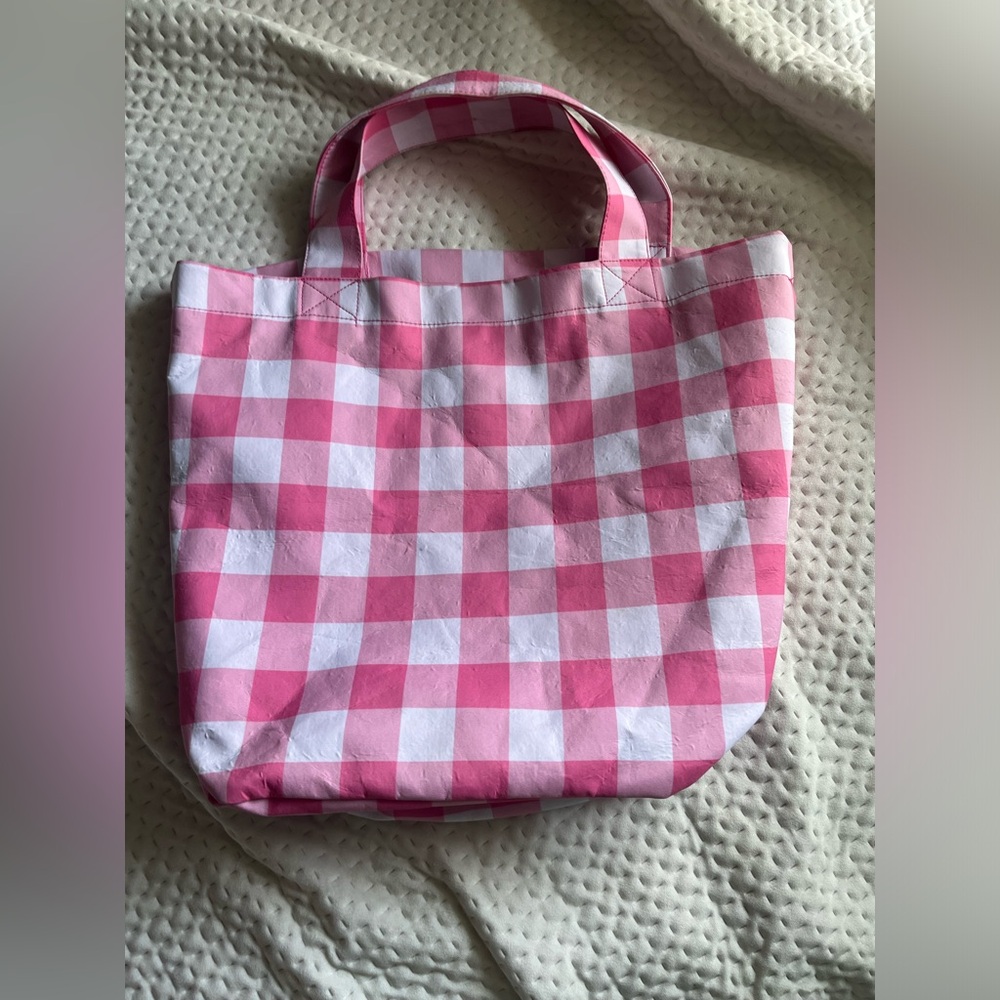 EUC Zara pink checkered tote bag / Gingham - Picture 9 of 11